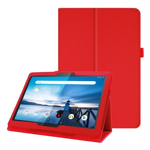 Lenovo Tab M10 litchi tekstuuri nahkakotelo - Punainen Red