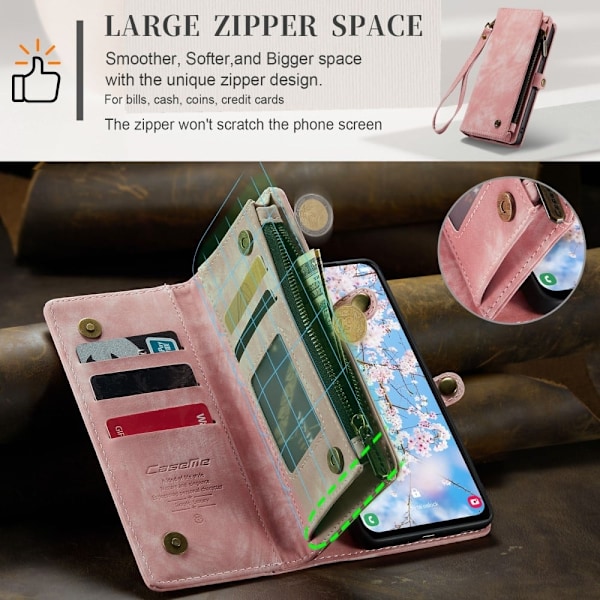 CaseMe Samsung Galaxy A14 Pung med Lynlås - Lyserød Pink