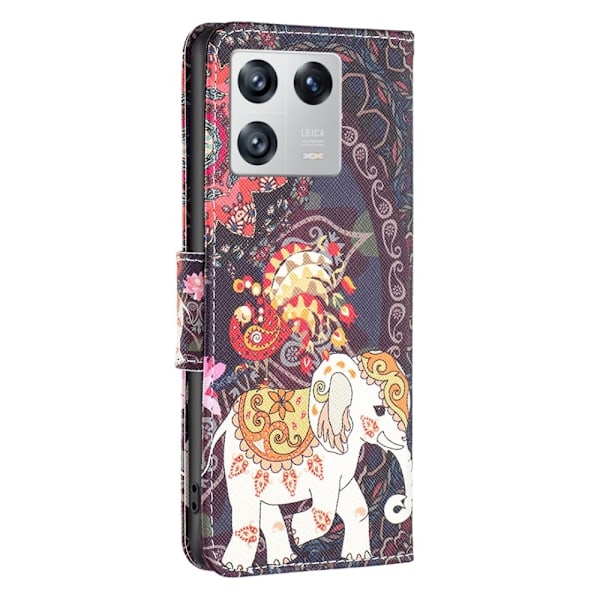Wonderland Xiaomi 13 Flippetui - Blomst og Elefant Multicolor