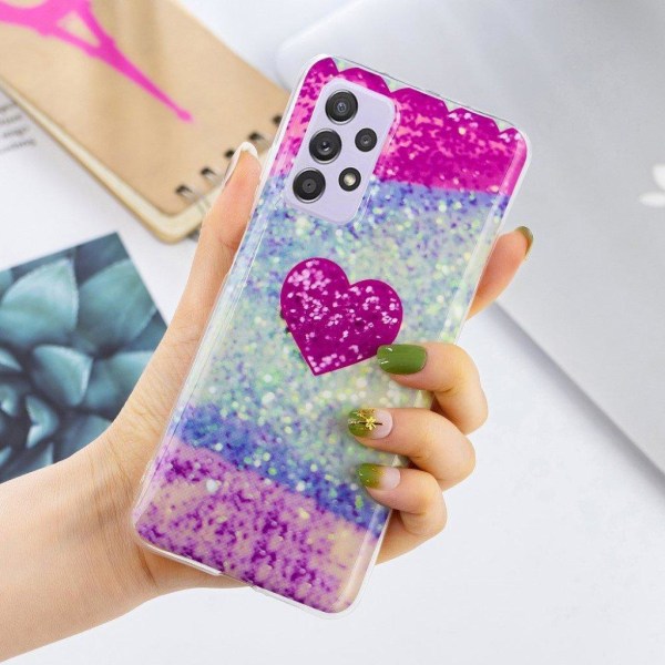 Marble Samsung Galaxy A52 5G case - Heart in Colorful Shimmer Multicolor
