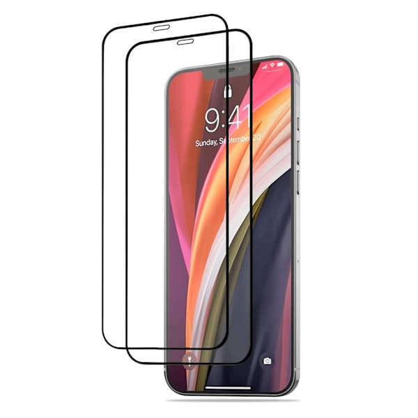 2 stk AMORUS ekstra stærk glasskærmbeskytter til iPhone 12 Pro Max Transparent