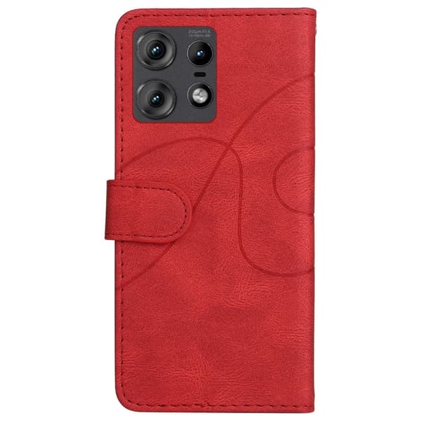 Teksturert læretui med stropp for Motorola Edge 50 Pro - Rød Red