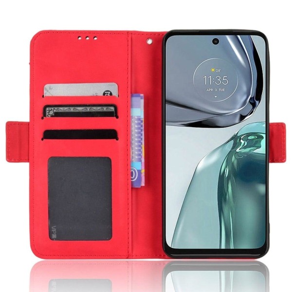 Modernt Motorola Moto G62 5G fodral med plånbok - Röd Röd