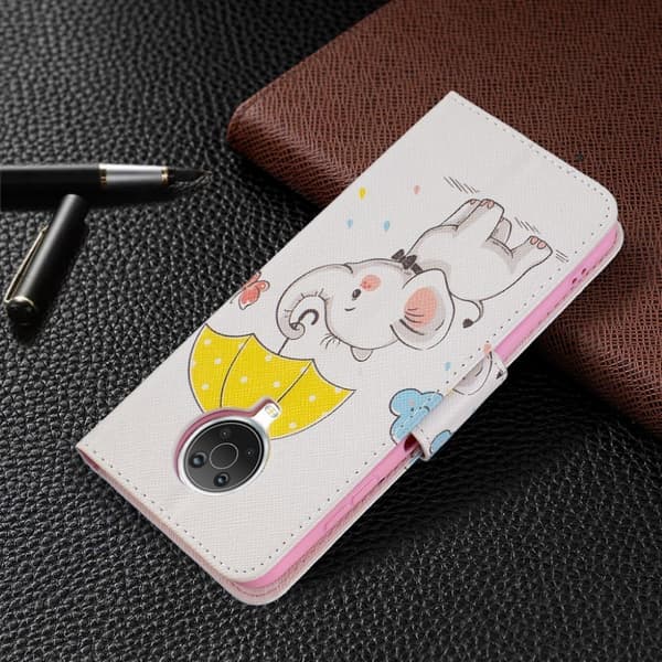Wonderland Nokia G20 Flippetui - Elefant Holder en Paraply Multicolor
