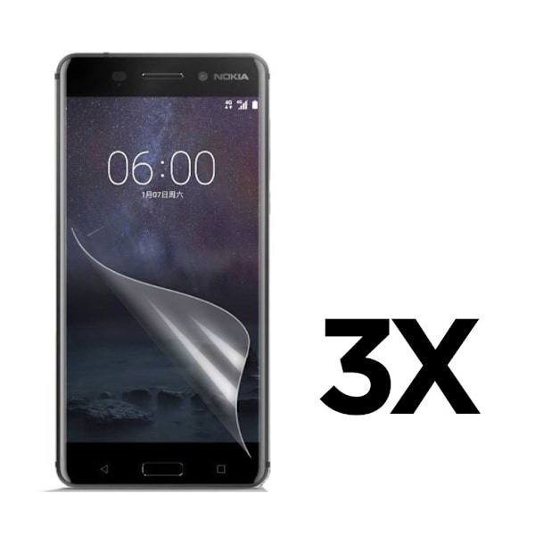 Nokia 6 skærmbeskytter som er lavet af film - 3 Stk Transparent