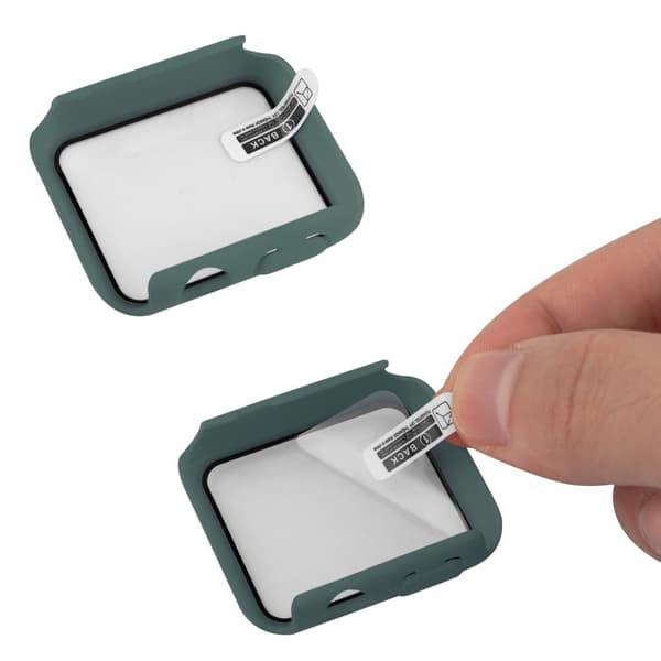 Apple Watch (41mm) silicone watch strap + tempered glass cover - Green Grön