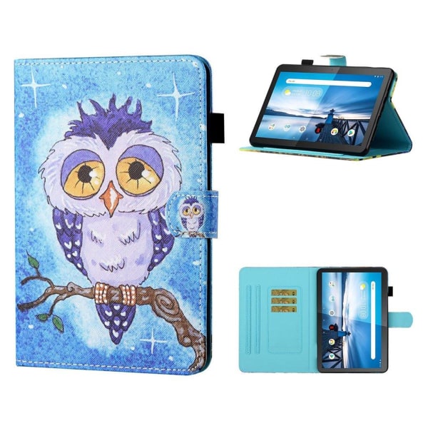 Lenovo Tab M10 patterned leather case - Owl Blå