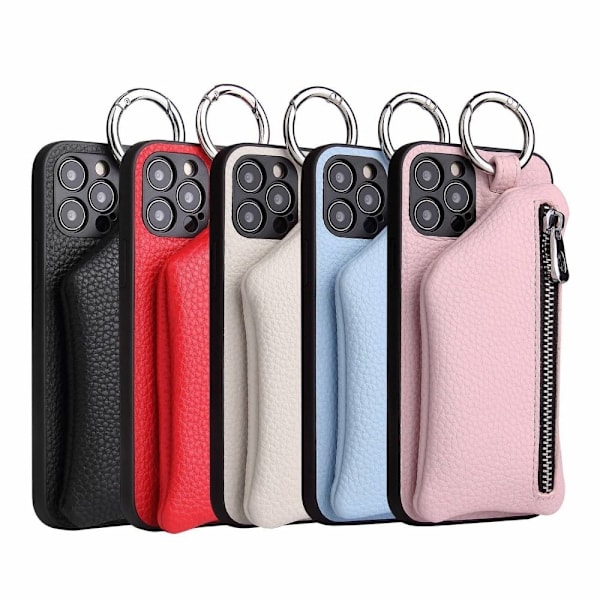 Zipper læderetui med pung til iPhone 14 Pro Max - Sort Black