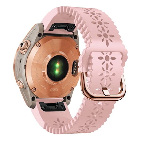 Silikonarmband med blommönster för Garmin-klocka - Rosa Rosa