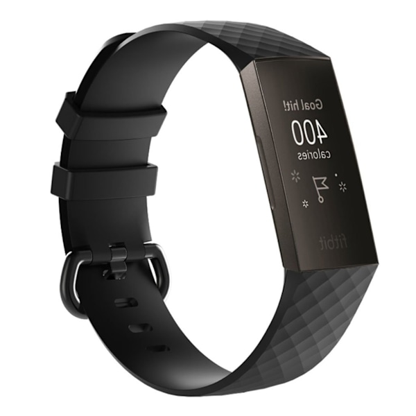 Fitbit Charge 3 erstatnings urrem i silikone med geometrisk mønster - Sort Black