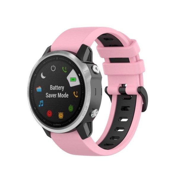Garmin Fenix 6S / 5S tofarvet silikone-urrem - Lyserød / Sort Pink