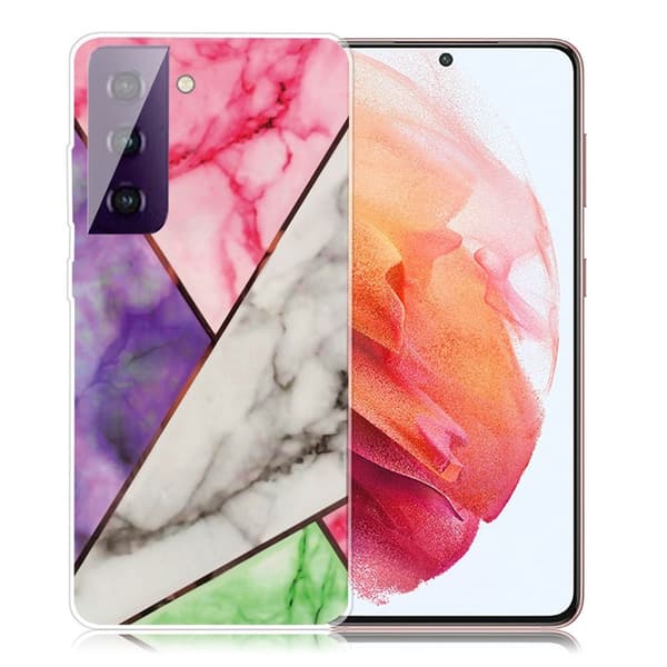 Marble Samsung Galaxy S21 Case - Violetti / Rose / Valkoinen / Vihreä / Valkoinen / Vihreä Multicolor