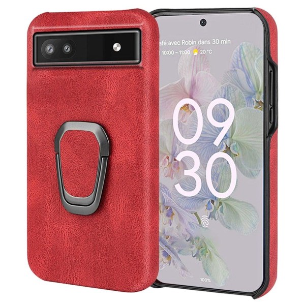 Shockproof leather cover with oval kickstand for Google Pixel 6a Röd