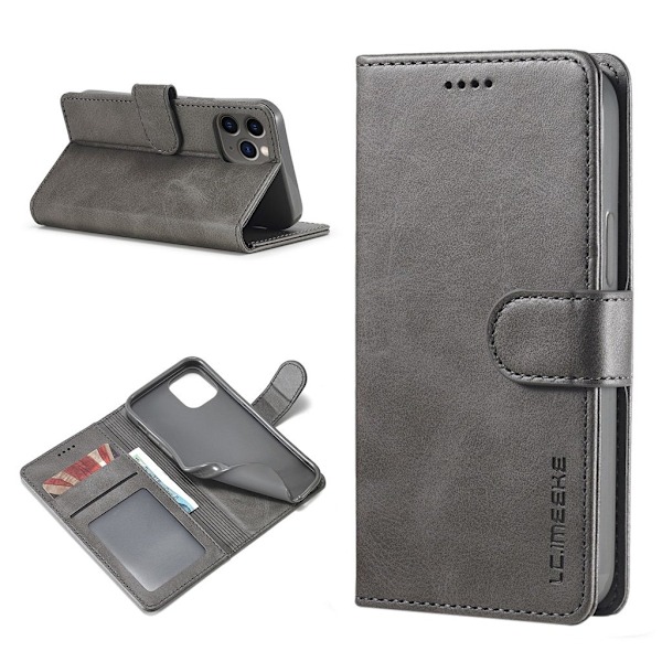 LC.IMEEKE iPhone 12 Pro / iPhone 12 flip case - Harmaa Silver grey