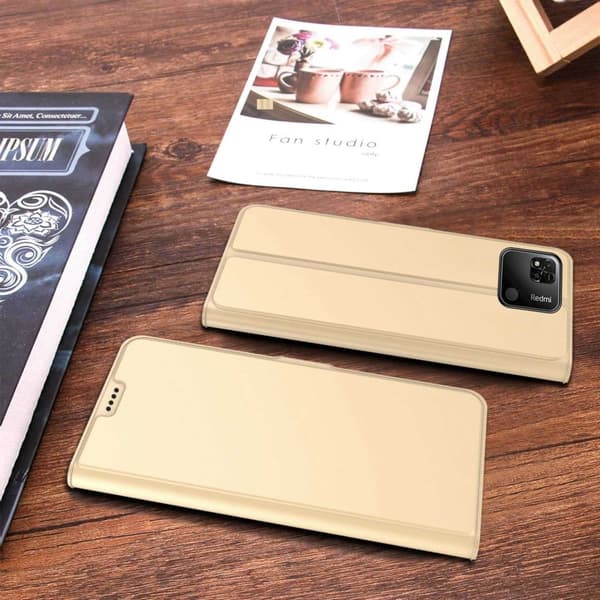 Glatt og tynt premium PU-skinnetui for Xiaomi Redmi 10C - Gull Gold