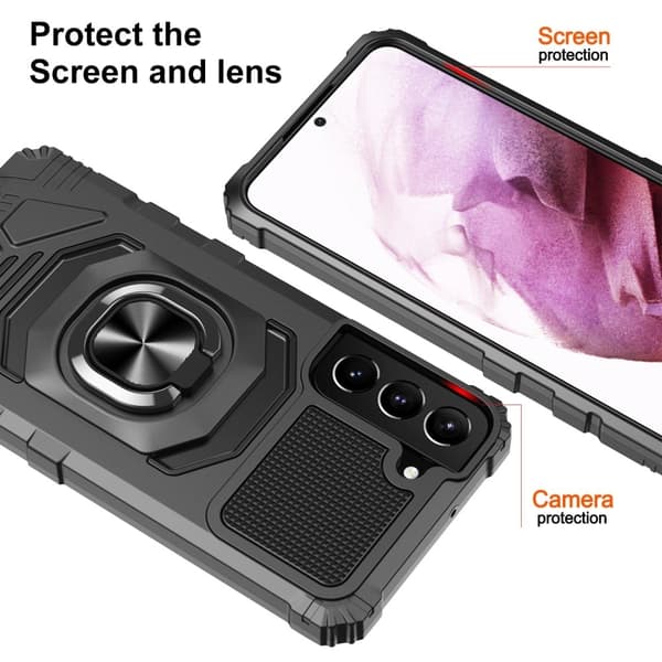 Slidstærkt cover i hård plast med blød inderside og kickstand til Samsung Galaxy S23 - Sort Black