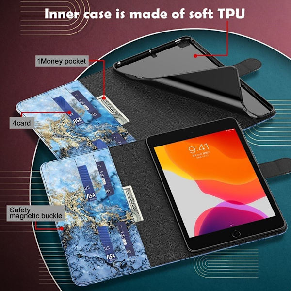 Lenovo Tab P11 tyylikäs kuvio nahkakotelo - Sininen Maitotie Blue