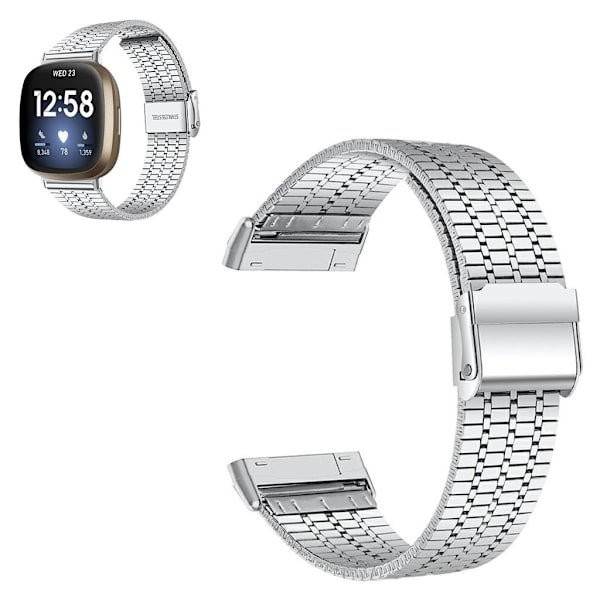 Fitbit Sense / Versa 3 urrem med syv perler i rustfrit stål - Sølv Silver grey