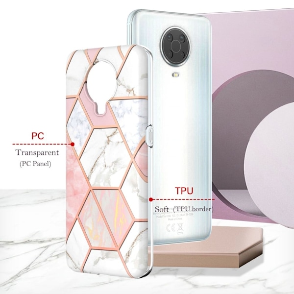 Marble design Nokia G20 / Nokia G10 cover - Pink / Hvid Multicolor