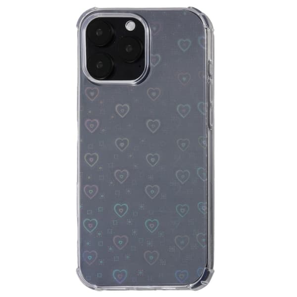 iPhone 16 Pro Max Fodral Stötsäkert flexibelt mobilskal med kortpapper - Kärlekshjärta Silvergrå
