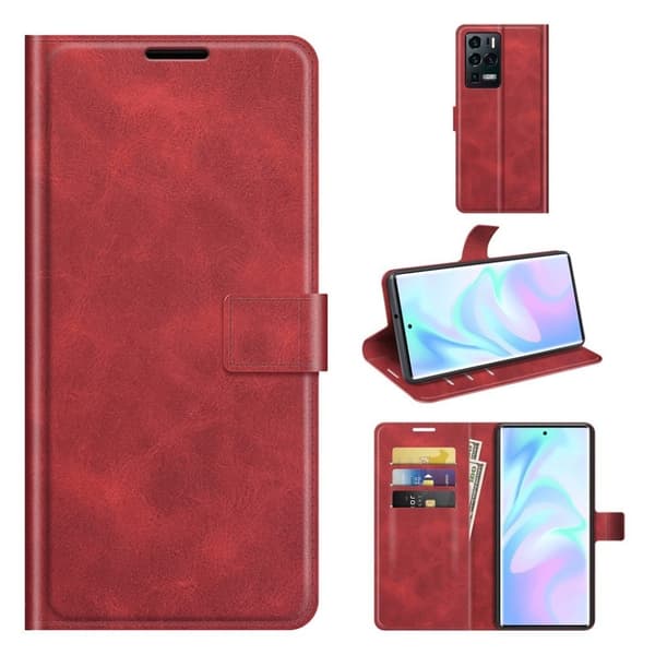 ZTE Axon 30 Ultra 5G nahkainen lompakokkotelo - Punainen Red