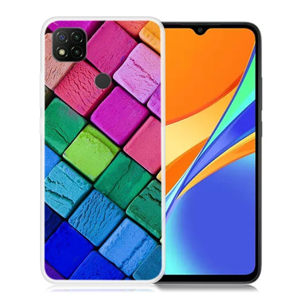 Deco Xiaomi Redmi 9C Etui - Farverig blocks Multicolor