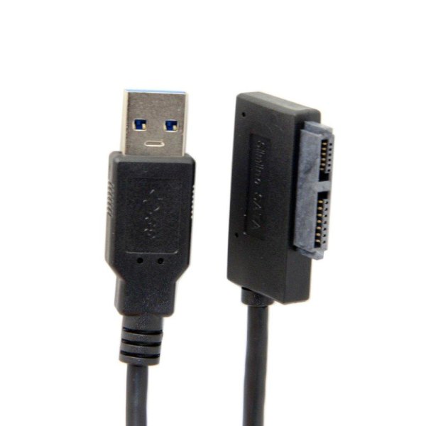 Adapterkabel USB 3.0 hankontakt till 7+6 13pin hankontakt sata slimline för CD DVD ROM laptops i 11cm Svart