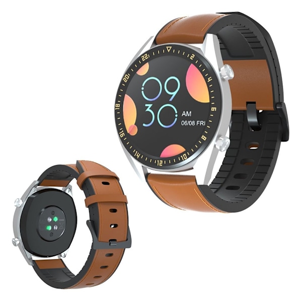 Huawei Watch GT klockarmband i äkta läder och silikon - Brun Brun