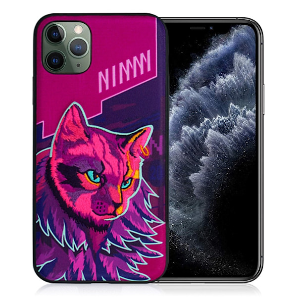 Nimmy Sött husdjur iPhone 11 Pro Broderat fodral - Magenta multifärg