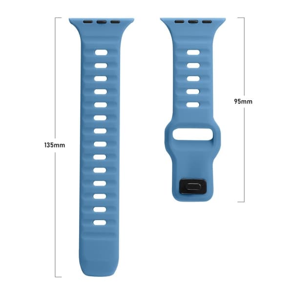 Apple Watch Series 8 (41mm) silikonarmband med fyrkantigt spänne - Mörkgrå Silvergrå