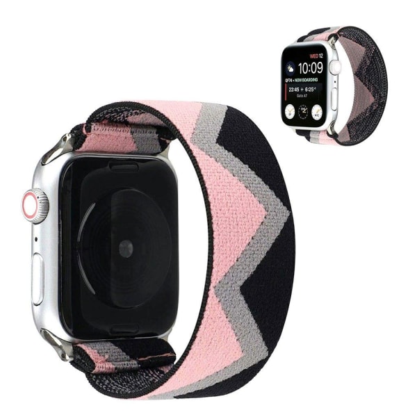 Apple Watch Series 6 / 5 44mm klæde mønster rem - sort / grå / p Multicolor