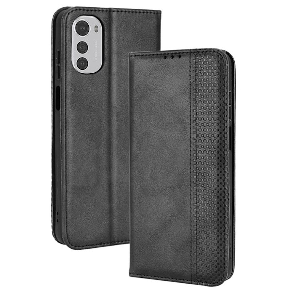 Bofink Vintage Motorola Moto E32 Læder Etui - Sort Black