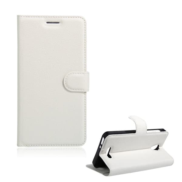Mankell Alcatel Pop 4 læder-etui med litchi overflade - Hvid White