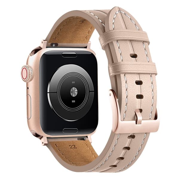 Apple Watch Series 8 (41mm) urrem i ægte læder - Lyserød Pink