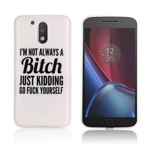 Motorola Moto G4 / G4 Plus Pehmeä Muovikuori - Teksti Englanniksi White