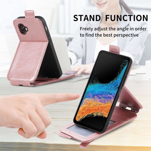 Vertikalt Samsung Galaxy Xcover 6 Pro fodral med dragkedja - Ros Rosa