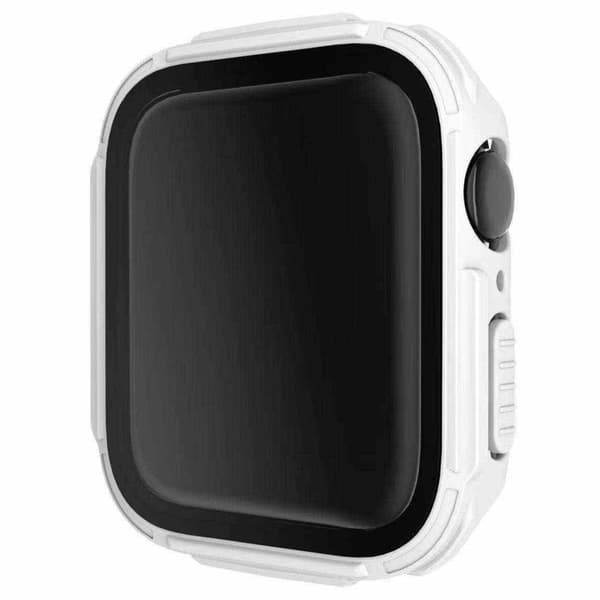 Apple Watch 44mm electroplated cover with tempered glass screen - White Vit