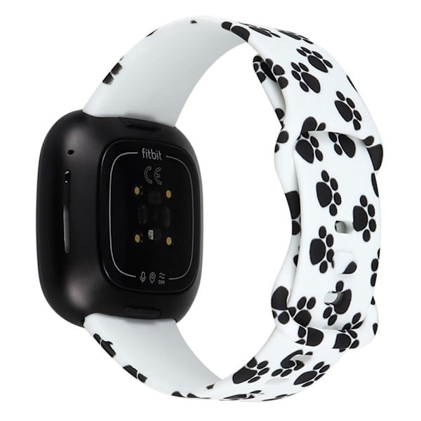 Fitbit Sense 2 / Versa 4 klockarmband i silikon med coolt mönster - Söt Tassavtryck Vit