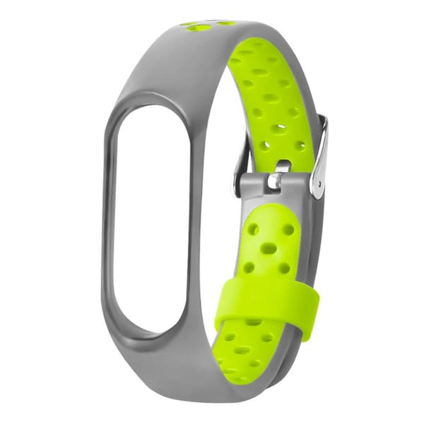 Xiaomi Mi Smart Band 4 tvåfärgat klockarmband i silikon - Grå / Grön Silvergrå