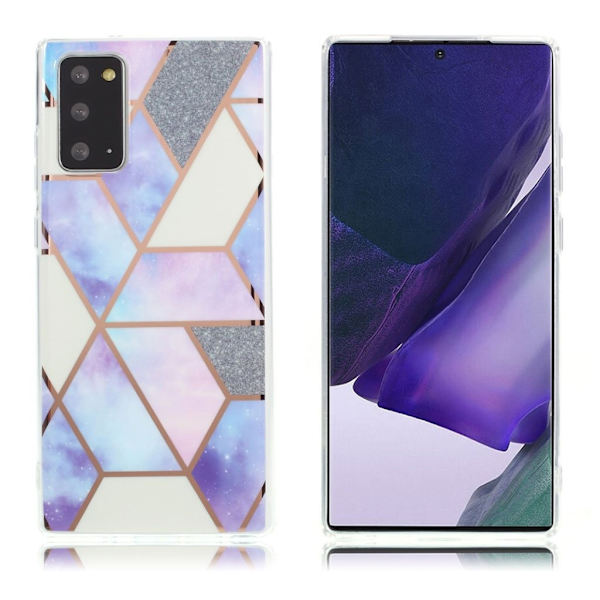 Marble design Samsung Galaxy Note 20 cover - Blå / Hvid / Sølv Multicolor