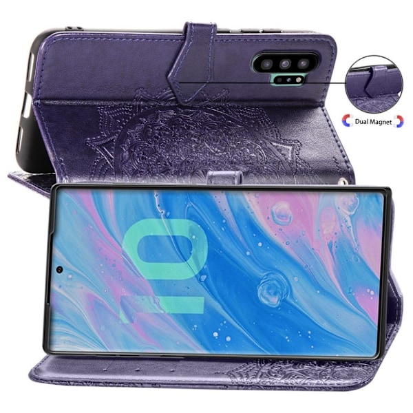 Mandala Samsung Galaxy Note 10 Pro Flip kotelot - Violetti Purple