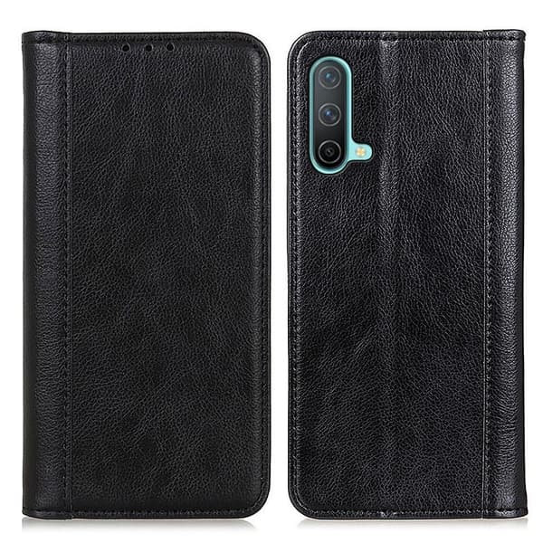 OnePlus Nord CE 2 5G ægte læderetui med magnetisk lukning - Sort Black