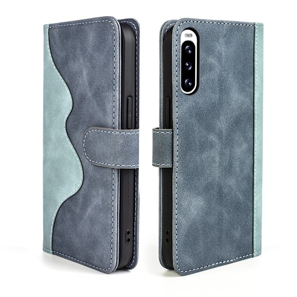 Tvåfärgat Sony Xperia 10 V fodral i läder - Blå Blå