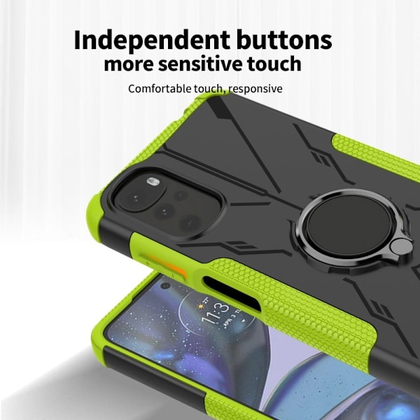 Kickstand-cover med magnetisk plade til Motorola Moto E32 / G22 - Sort Black