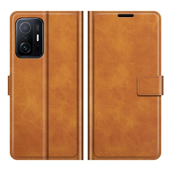 Læderetui med Pung til Xiaomi 11T / 11T Pro - Lysebrun Brown