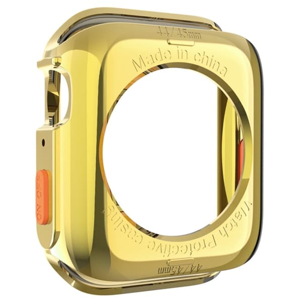 Apple Watch Series 4 / 5 / 6 / SE / SE (2022) 44mm / 7 / 8 / 9 45mm Fallskydd Flexibel klockramfodral - Guld Guld