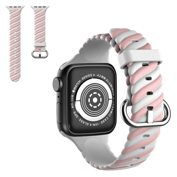 Apple Watch 42mm - 44mm unik farve twist silikone urrem - Lyserø Pink