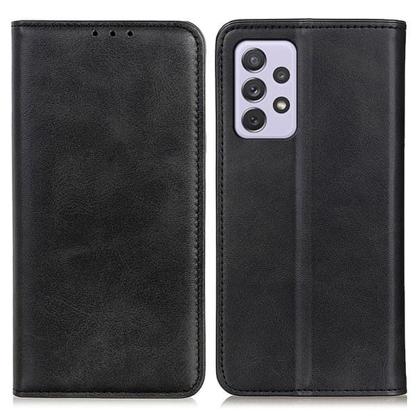 Flip Etui med Pung i Ægte Læder til Samsung Galaxy A73 - Sort Black