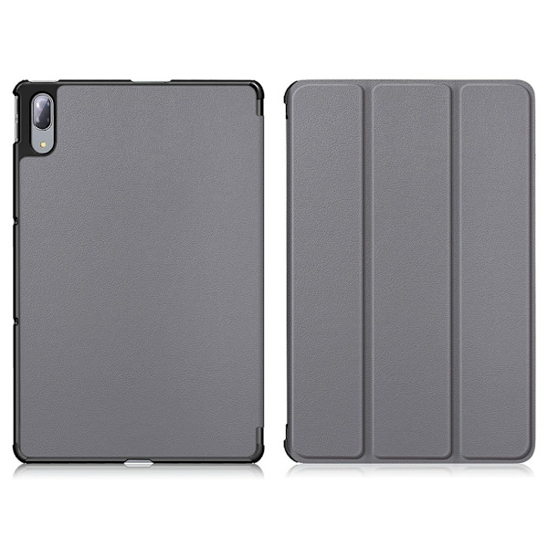 Lenovo Tab P11 Pro tri-fold lychee læderetui - Grå Silver grey