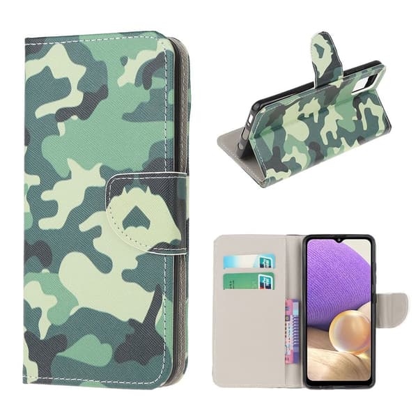 Wonderland Samsung Galaxy A32 5G Flippetui - Camouflage Mønster Green